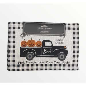 Mummy Manor Halloween farmhouse pick pumpkins at your risks Placemats Set of 4